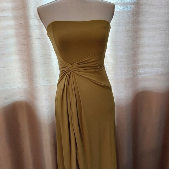 NWT! Elegant Olive Green Strapless Evening Gown. Wedding. Prom. Special Size S - Picture 2 of 13